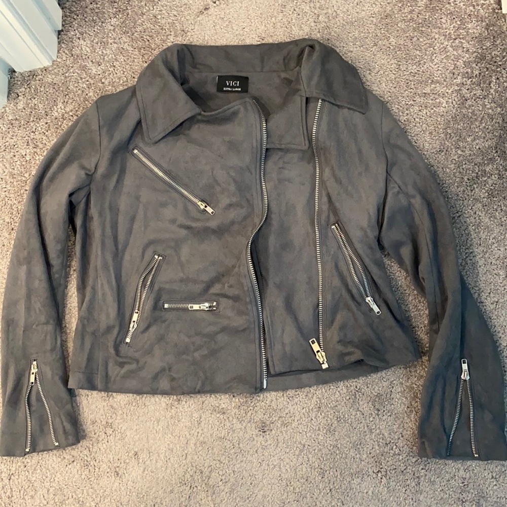 Grey suede Moto jacket Vici
